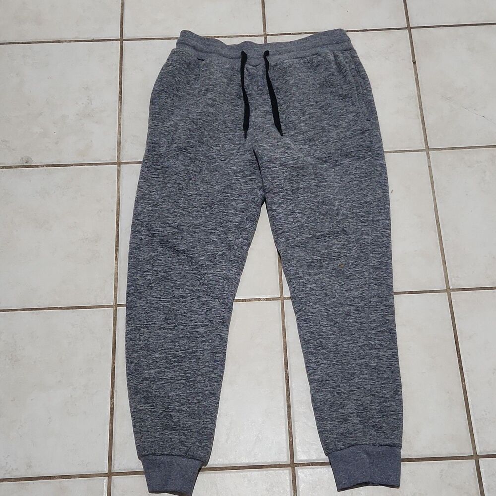 Machine Gray Fleece Jogger Sweatpants Mens M Drawstring Elastic Waist Pockets